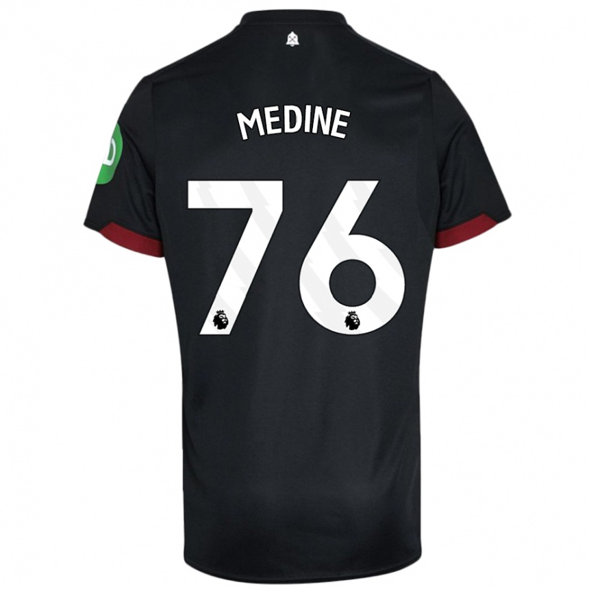 Kids Football Jethro Medine #76 Black White Away Jersey 2024/25 T-Shirt