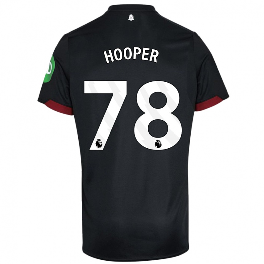 Kids Football Finley Hooper #78 Black White Away Jersey 2024/25 T-Shirt