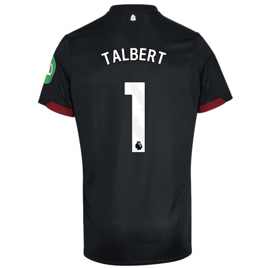 Kids Football Katelin Talbert #1 Black White Away Jersey 2024/25 T-Shirt