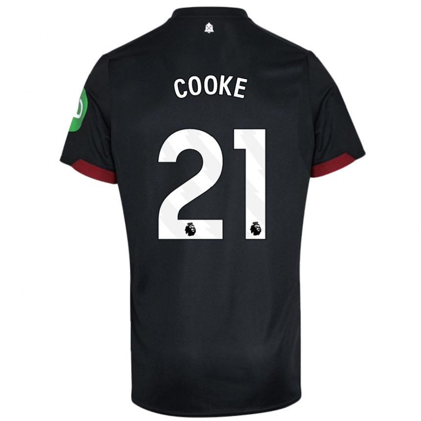 Kids Football Shannon Cooke #21 Black White Away Jersey 2024/25 T-Shirt