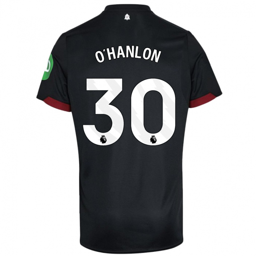 Kids Football Katie O'hanlon #30 Black White Away Jersey 2024/25 T-Shirt