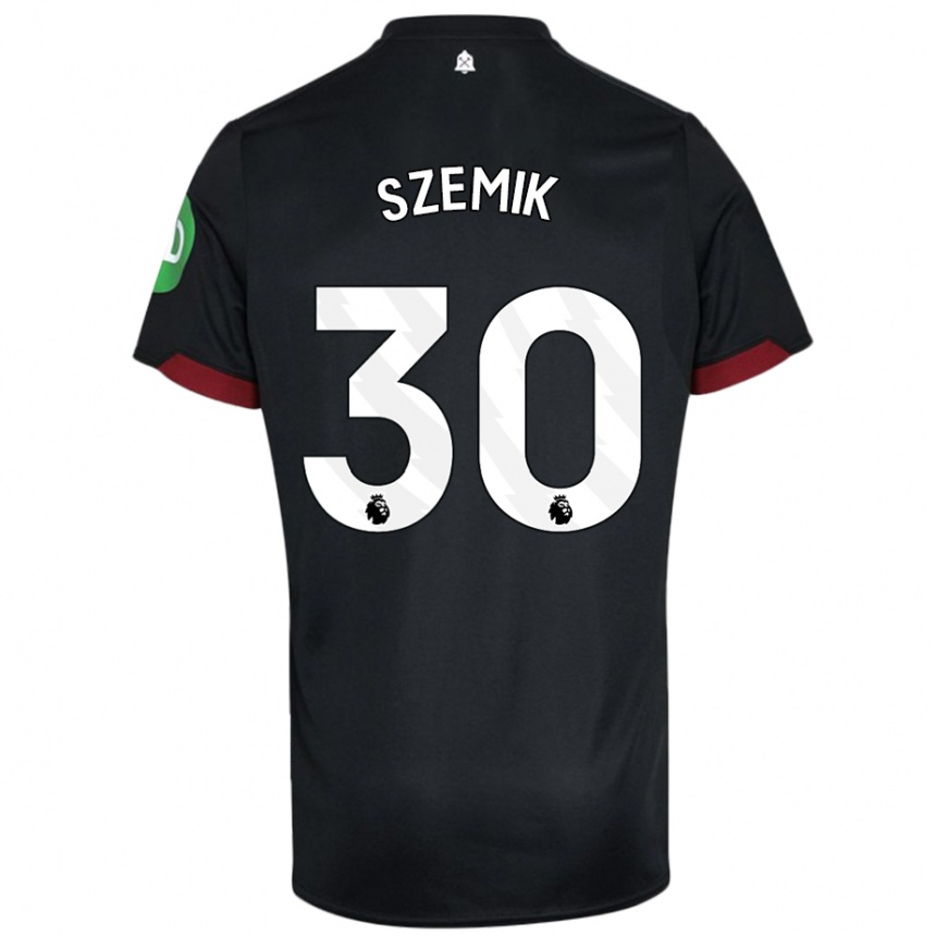 Kids Football Kinga Szemik #30 Black White Away Jersey 2024/25 T-Shirt