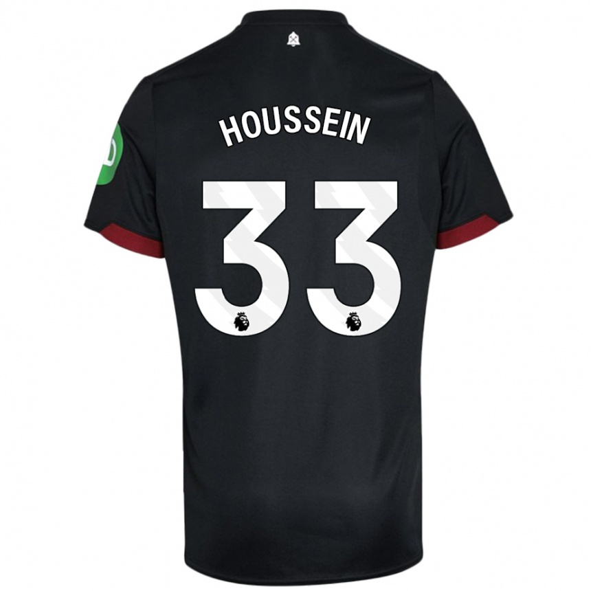 Kids Football Halle Houssein #33 Black White Away Jersey 2024/25 T-Shirt