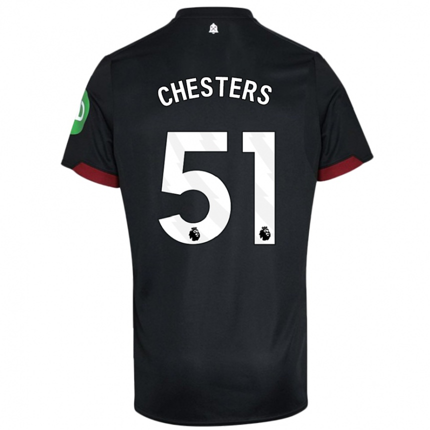 Kids Football Dan Chesters #51 Black White Away Jersey 2024/25 T-Shirt