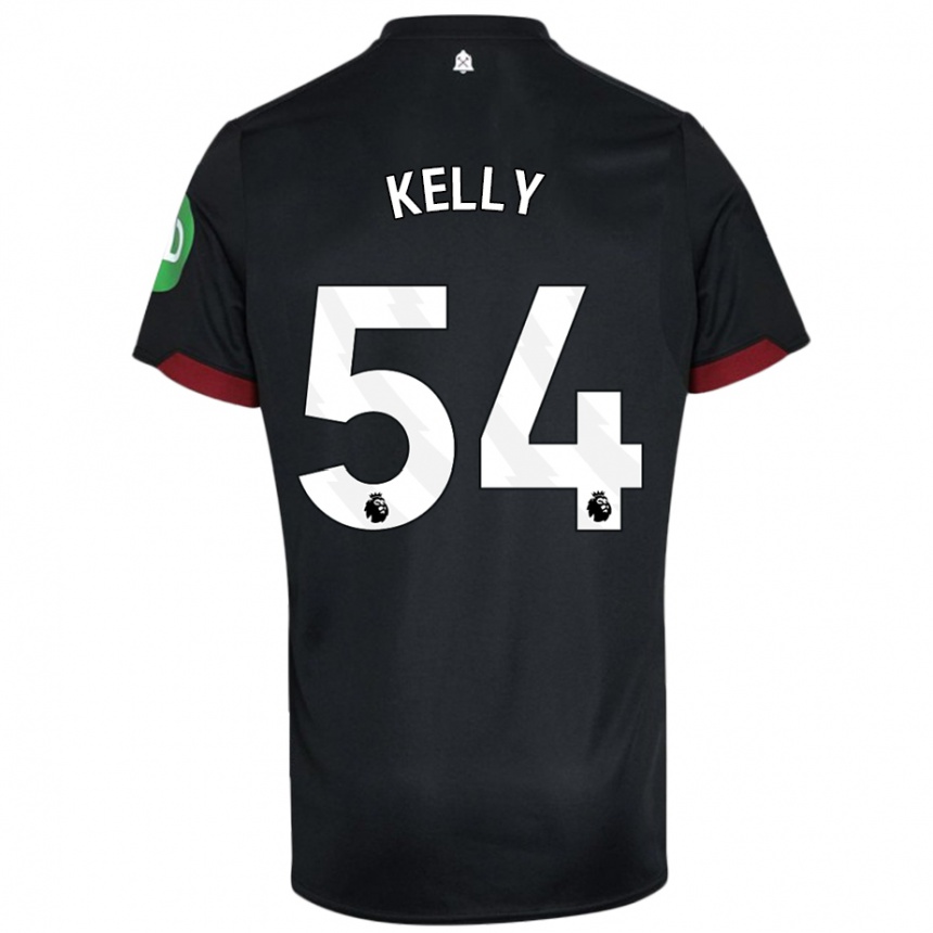 Kids Football Patrick Kelly #54 Black White Away Jersey 2024/25 T-Shirt