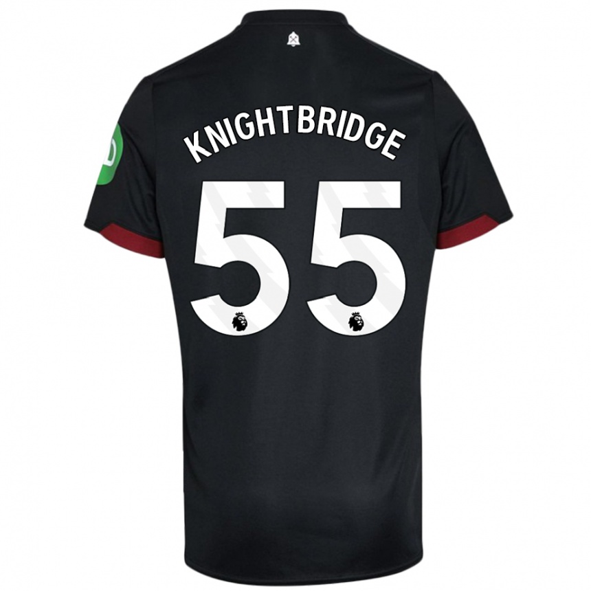 Kids Football Jacob Knightbridge #55 Black White Away Jersey 2024/25 T-Shirt