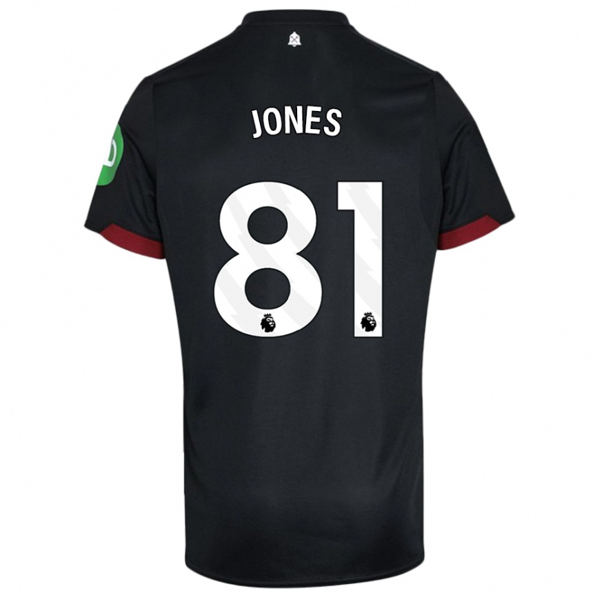 Kids Football Liam Jones #81 Black White Away Jersey 2024/25 T-Shirt