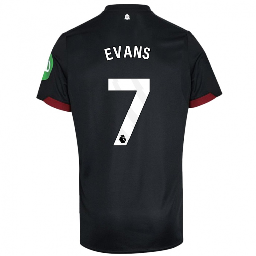 Kids Football Lisa Evans #7 Black White Away Jersey 2024/25 T-Shirt