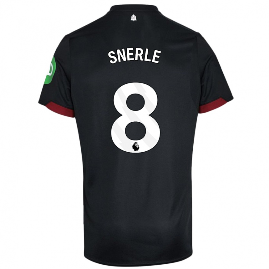 Kids Football Emma Snerle #8 Black White Away Jersey 2024/25 T-Shirt