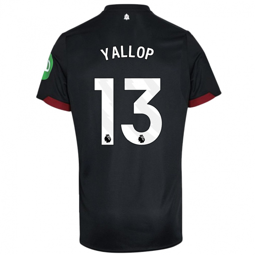 Kids Football Tameka Yallop #13 Black White Away Jersey 2024/25 T-Shirt