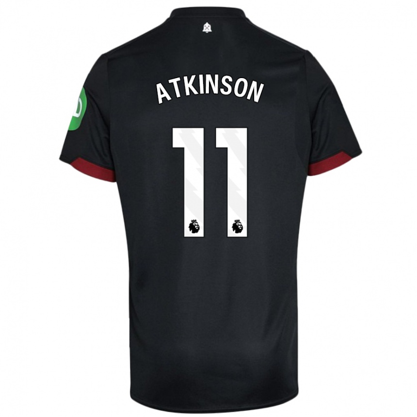 Kids Football Izzy Atkinson #11 Black White Away Jersey 2024/25 T-Shirt