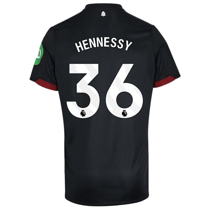 Kids Football Alexandra Hennessy #36 Black White Away Jersey 2024/25 T-Shirt