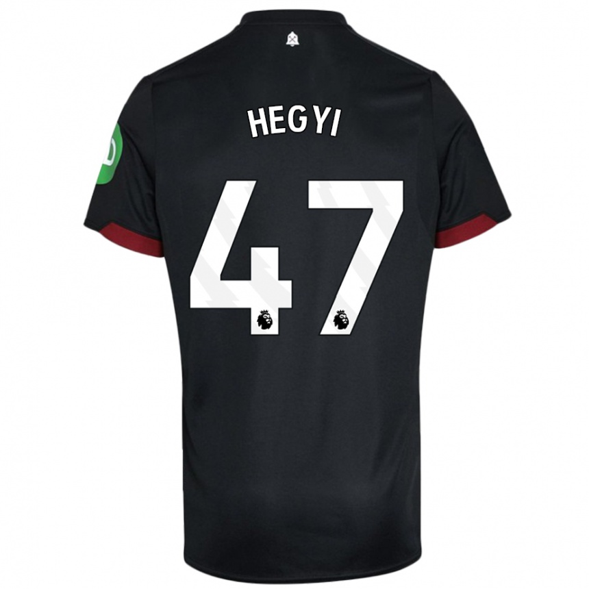 Kids Football Krisztian Hegyi #47 Black White Away Jersey 2024/25 T-Shirt