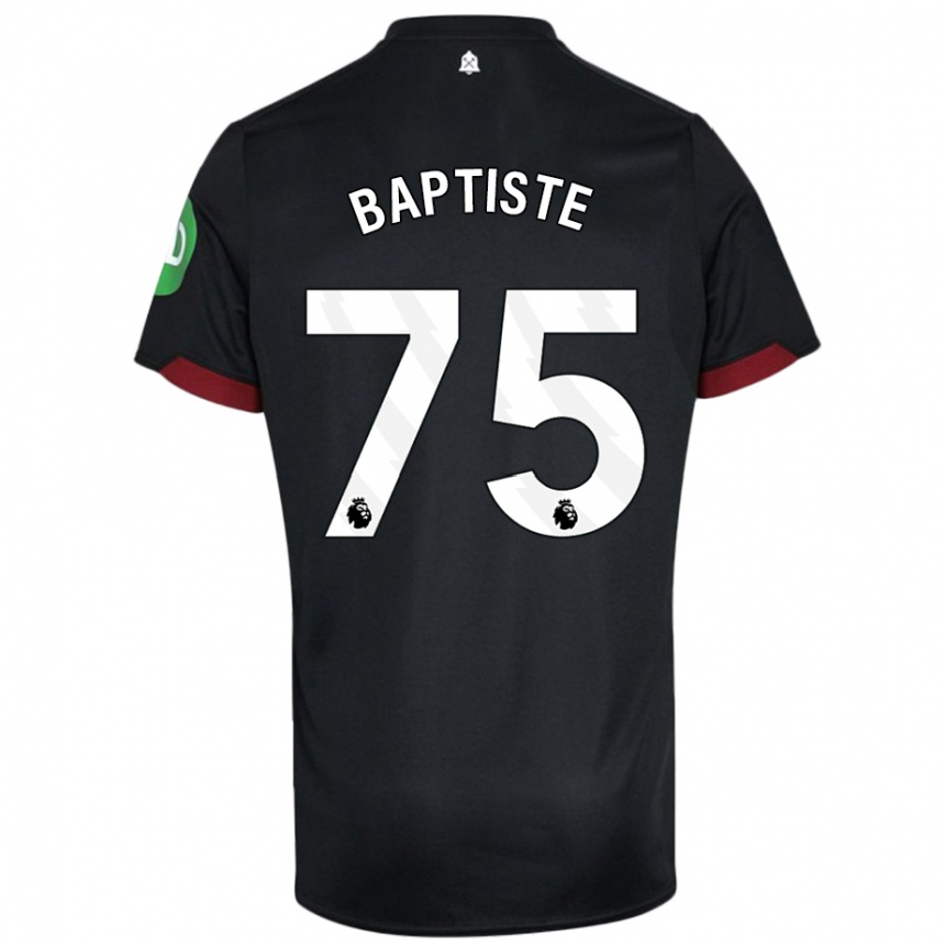 Kids Football Jamal Baptiste #75 Black White Away Jersey 2024/25 T-Shirt