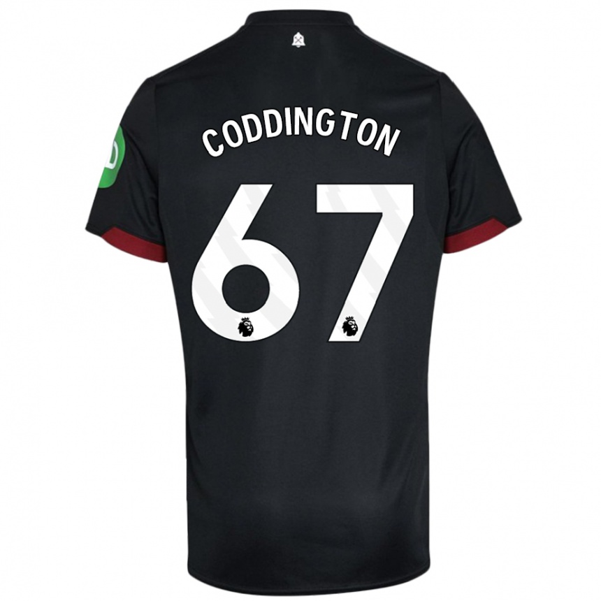 Kids Football Remy Coddington #67 Black White Away Jersey 2024/25 T-Shirt