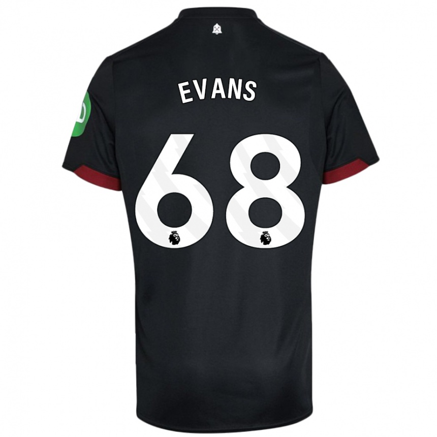 Kids Football Isaac Evans #68 Black White Away Jersey 2024/25 T-Shirt