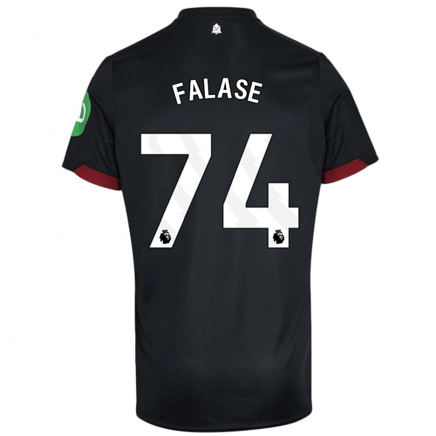 Kids Football Asher Falase #74 Black White Away Jersey 2024/25 T-Shirt