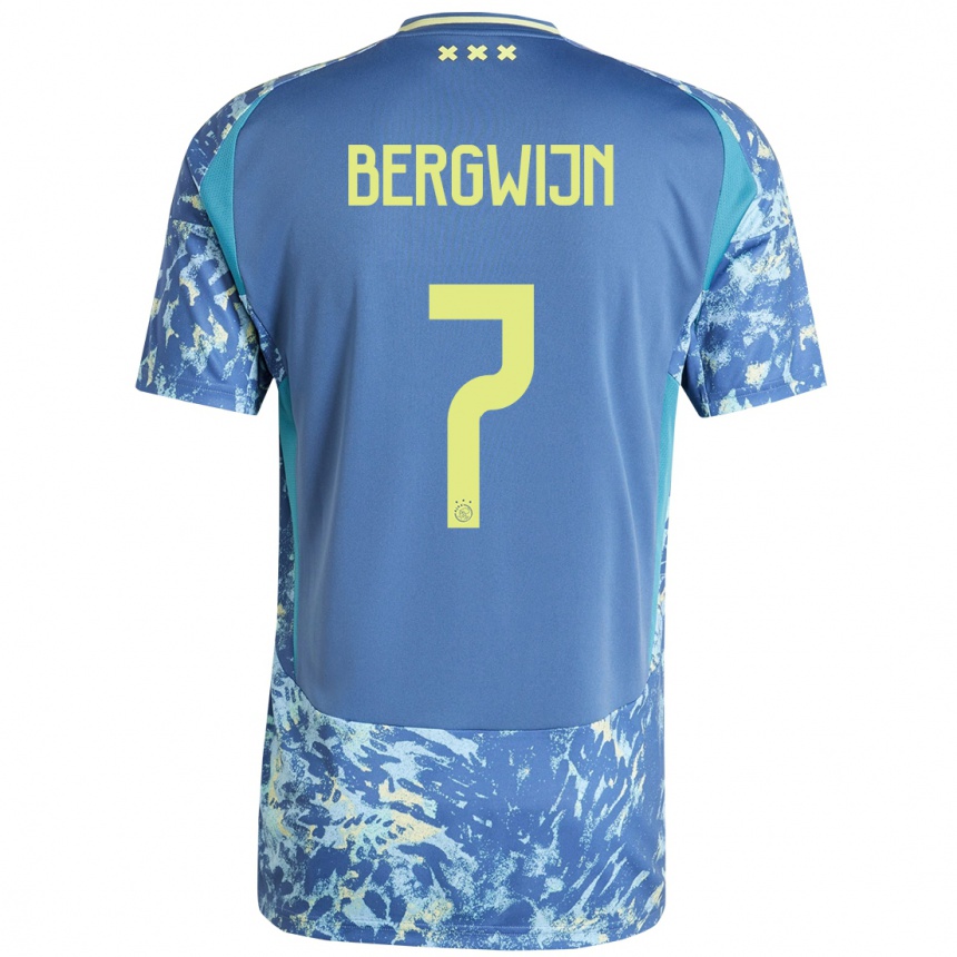 Kids Football Steven Bergwijn #7 Grey Blue Yellow Away Jersey 2024/25 T-Shirt