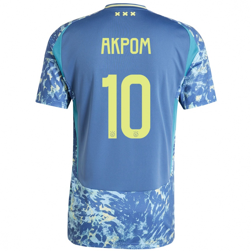 Kids Football Chuba Akpom #10 Grey Blue Yellow Away Jersey 2024/25 T-Shirt