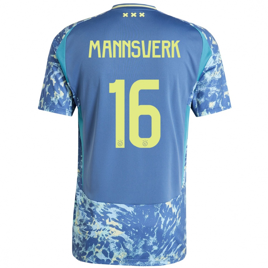 Kids Football Sivert Mannsverk #16 Grey Blue Yellow Away Jersey 2024/25 T-Shirt