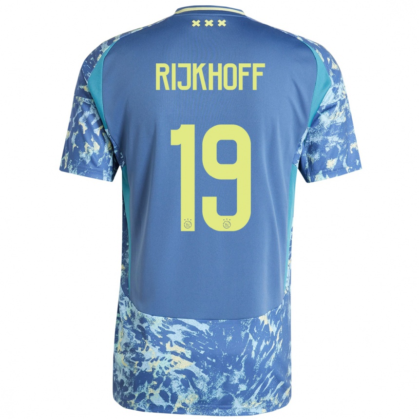 Kids Football Julian Rijkhoff #19 Grey Blue Yellow Away Jersey 2024/25 T-Shirt