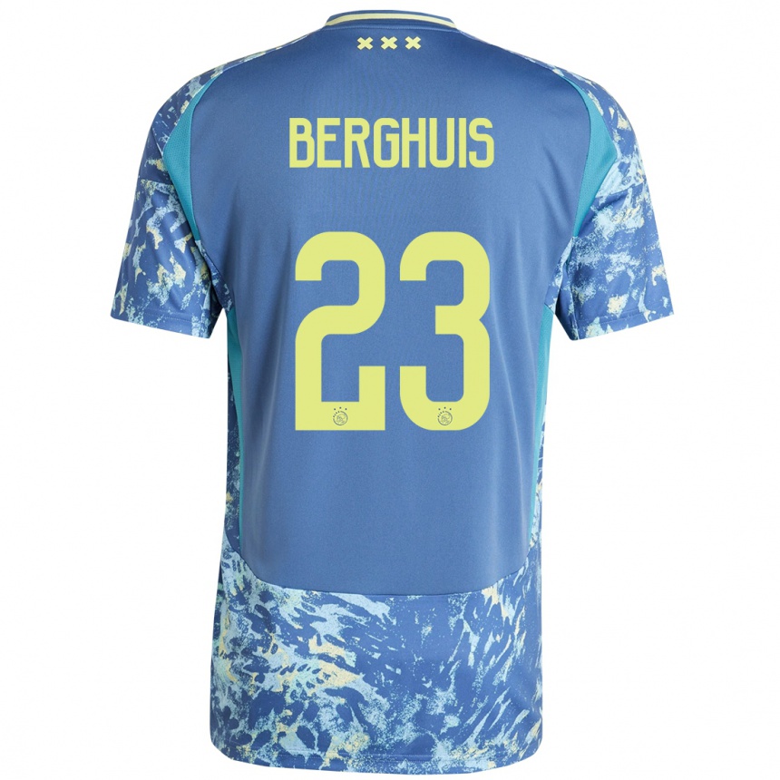 Kids Football Steven Berghuis #23 Grey Blue Yellow Away Jersey 2024/25 T-Shirt