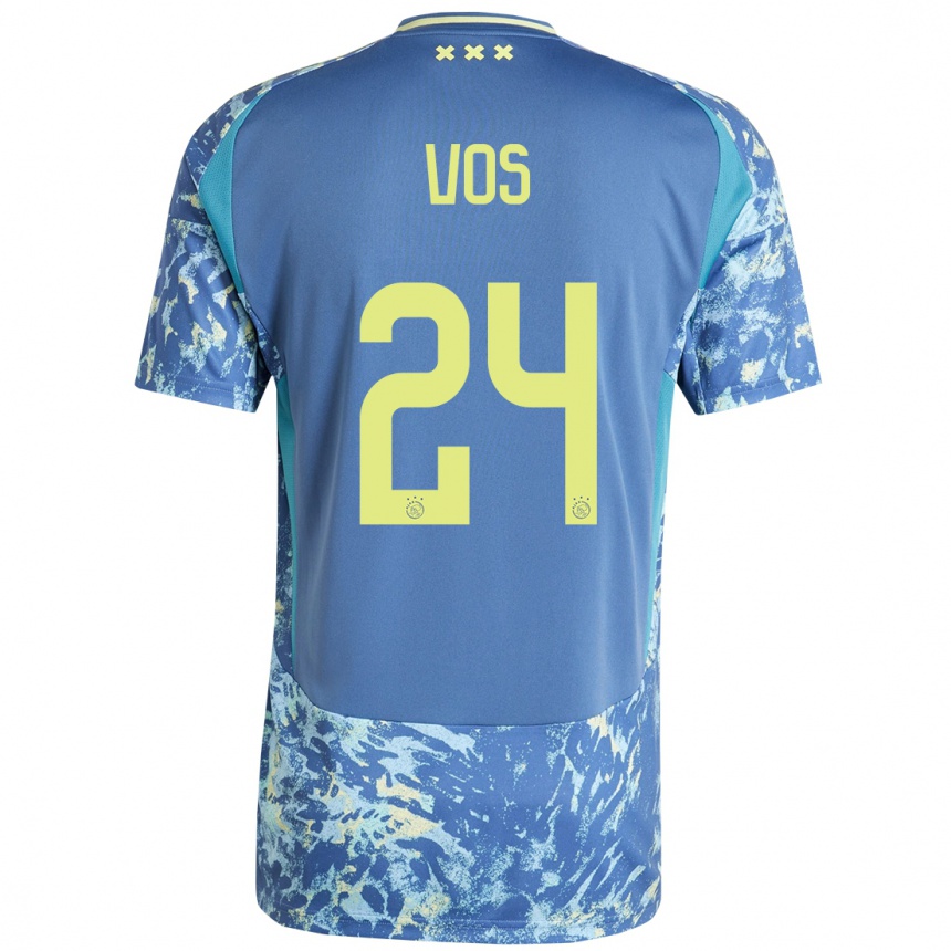 Kids Football Silvano Vos #24 Grey Blue Yellow Away Jersey 2024/25 T-Shirt