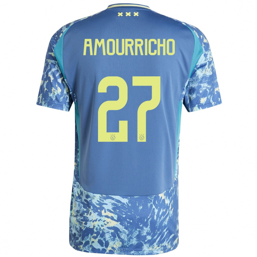 Kids Football Amourricho Van Axel Dongen #27 Grey Blue Yellow Away Jersey 2024/25 T-Shirt