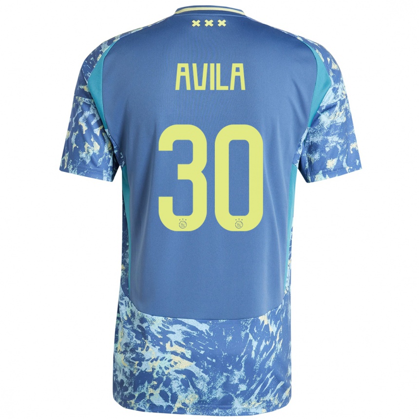 Kids Football Gastón Ávila #30 Grey Blue Yellow Away Jersey 2024/25 T-Shirt