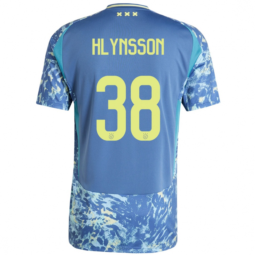 Kids Football Kristian Hlynsson #38 Grey Blue Yellow Away Jersey 2024/25 T-Shirt