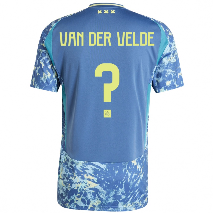 Kids Football Valentijn Van Der Velde #0 Grey Blue Yellow Away Jersey 2024/25 T-Shirt