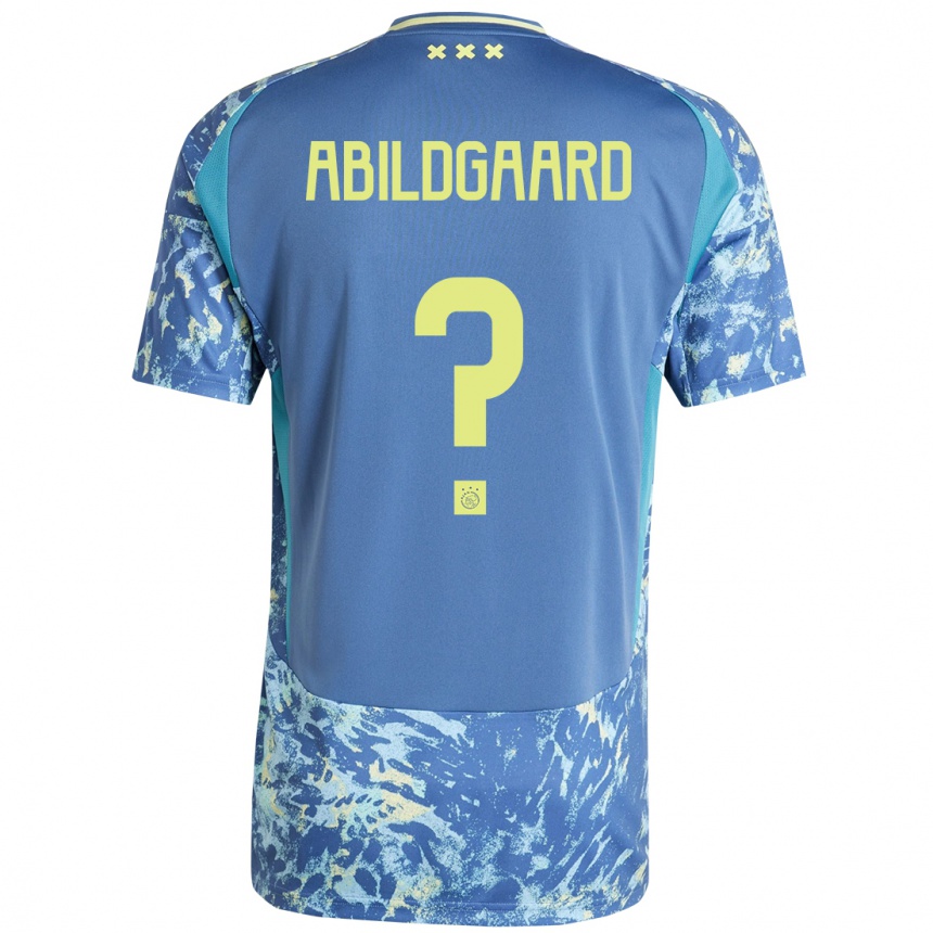 Kids Football Lasse Abildgaard #0 Grey Blue Yellow Away Jersey 2024/25 T-Shirt