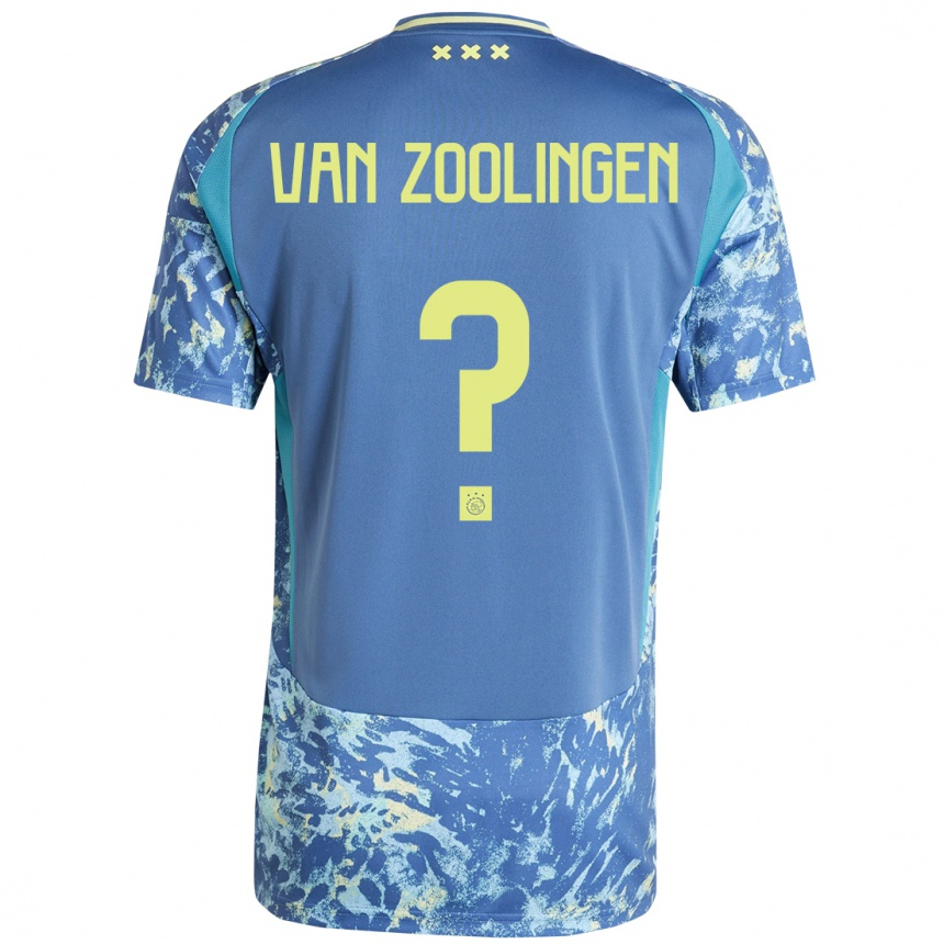 Kids Football Glenn Van Zoolingen #0 Grey Blue Yellow Away Jersey 2024/25 T-Shirt