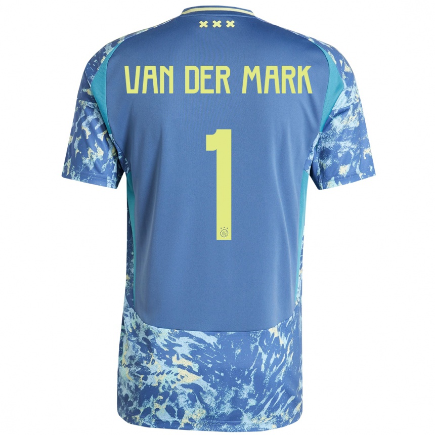 Kids Football Jesper Van Der Mark #1 Grey Blue Yellow Away Jersey 2024/25 T-Shirt