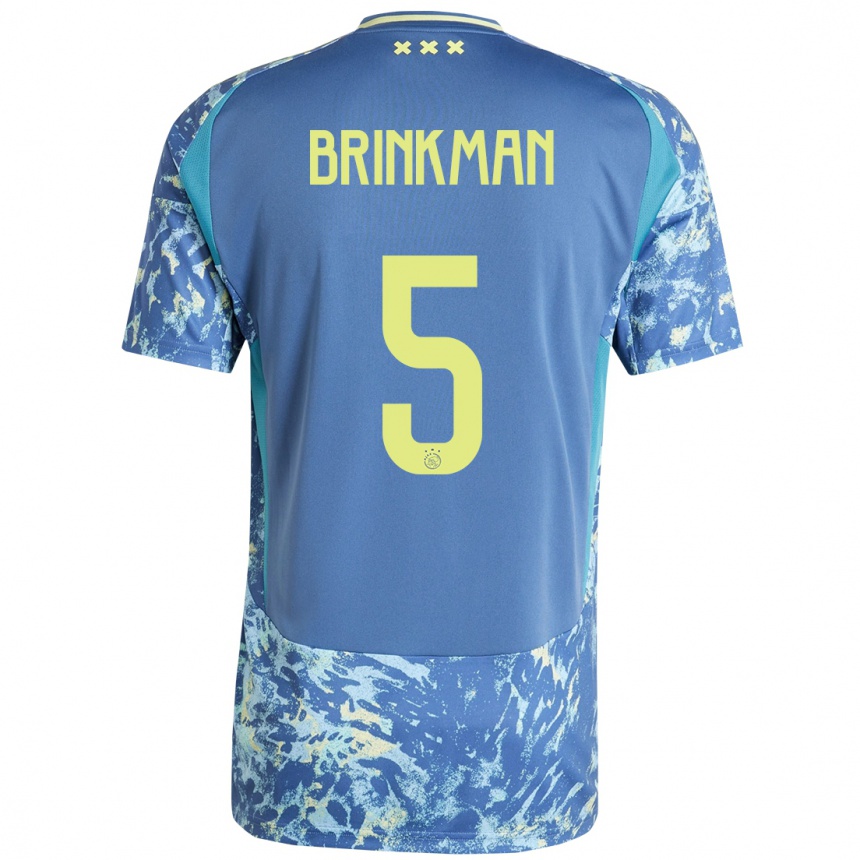 Kids Football Tim Brinkman #5 Grey Blue Yellow Away Jersey 2024/25 T-Shirt