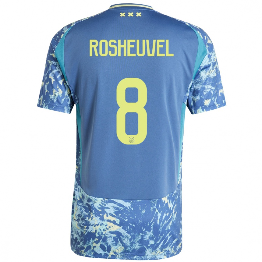 Kids Football Darren Rosheuvel #8 Grey Blue Yellow Away Jersey 2024/25 T-Shirt