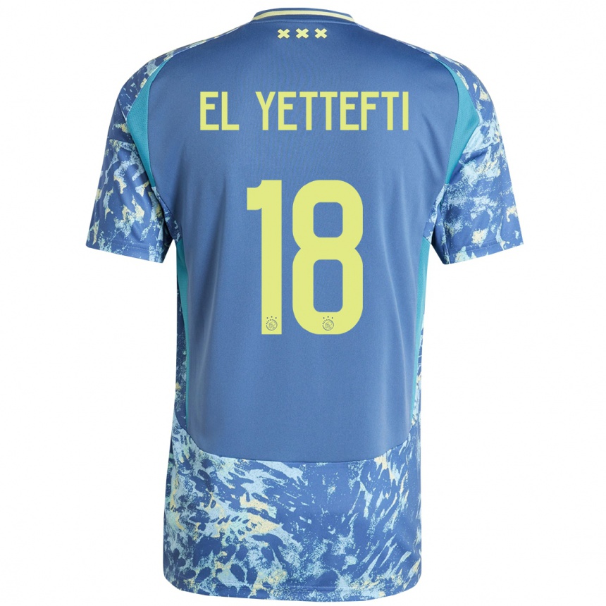 Kids Football Adil Amghar El Yettefti #18 Grey Blue Yellow Away Jersey 2024/25 T-Shirt