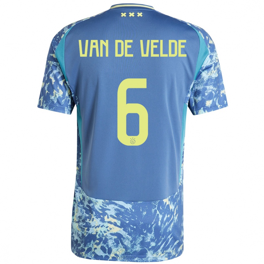 Kids Football Jonna Van De Velde #6 Grey Blue Yellow Away Jersey 2024/25 T-Shirt