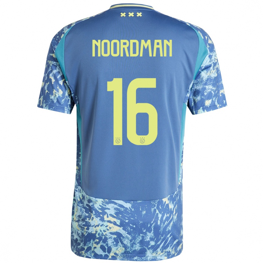 Kids Football Danique Noordman #16 Grey Blue Yellow Away Jersey 2024/25 T-Shirt