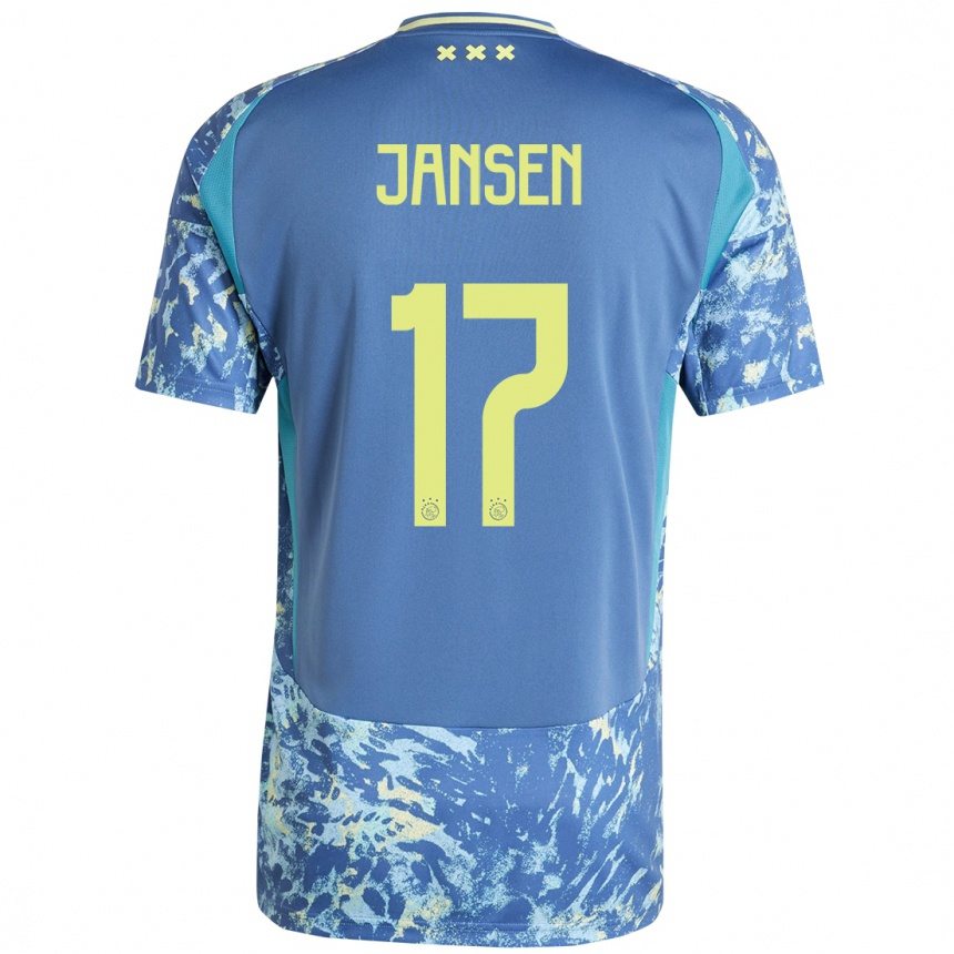 Kids Football Bente Jansen #17 Grey Blue Yellow Away Jersey 2024/25 T-Shirt