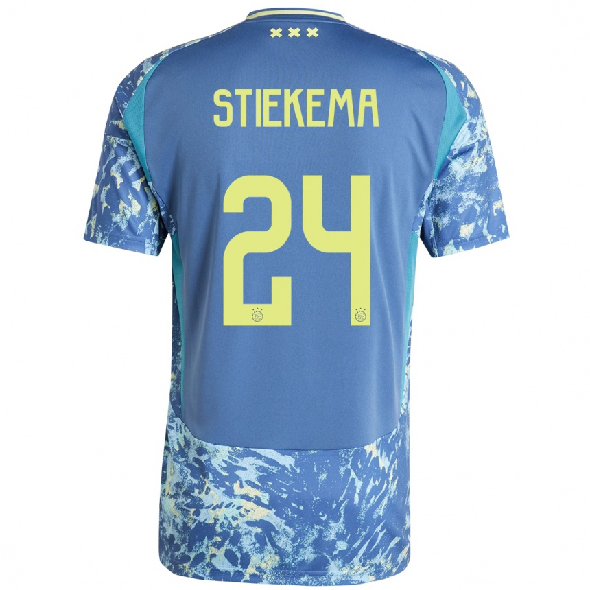 Kids Football Iris Stiekema #24 Grey Blue Yellow Away Jersey 2024/25 T-Shirt