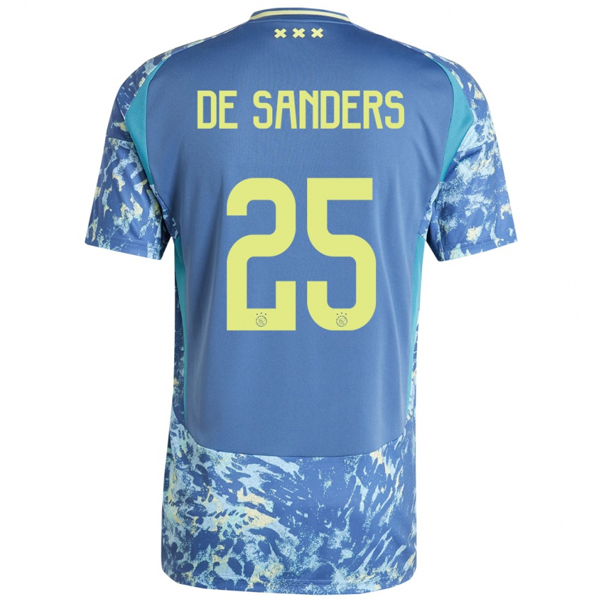 Kids Football Kay-Lee De Sanders #25 Grey Blue Yellow Away Jersey 2024/25 T-Shirt