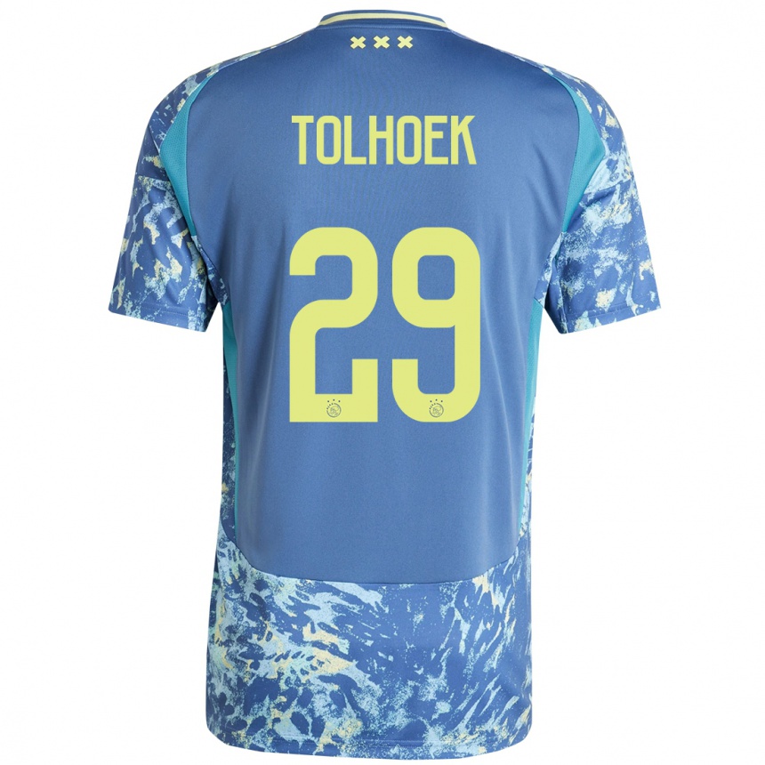 Kids Football Danique Tolhoek #29 Grey Blue Yellow Away Jersey 2024/25 T-Shirt