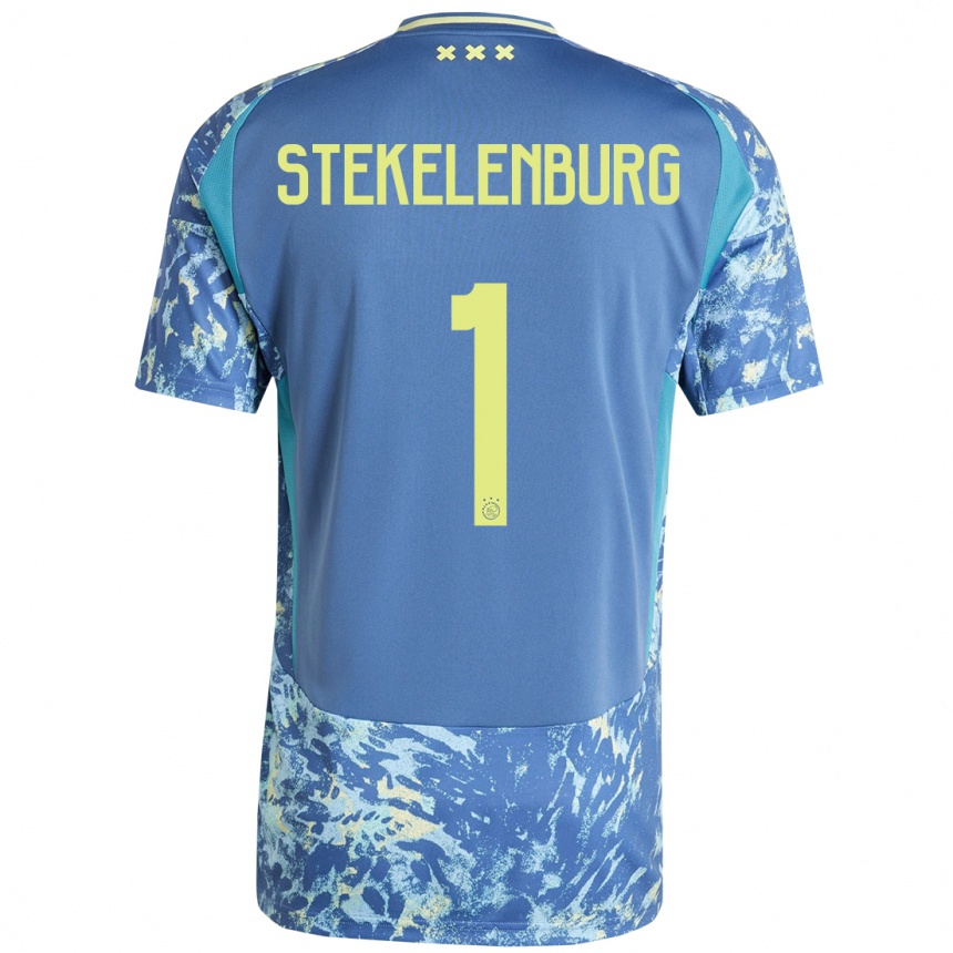 Kids Football Maarten Stekelenburg #1 Grey Blue Yellow Away Jersey 2024/25 T-Shirt