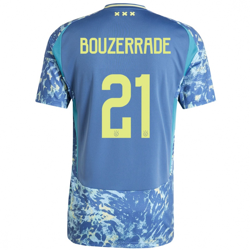 Kids Football Zaina Bouzerrade #21 Grey Blue Yellow Away Jersey 2024/25 T-Shirt