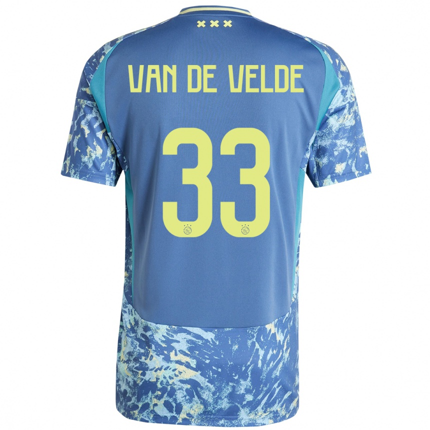 Kids Football Jonna Van De Velde #33 Grey Blue Yellow Away Jersey 2024/25 T-Shirt