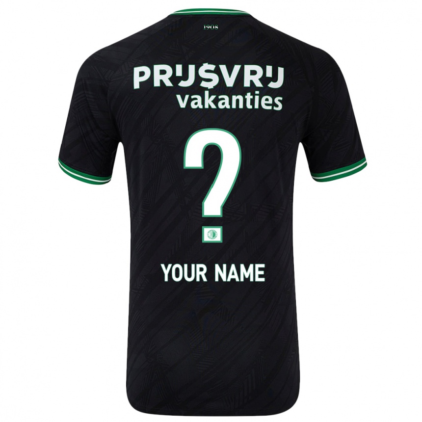 Kids Football Your Name #0 Black Green Away Jersey 2024/25 T-Shirt