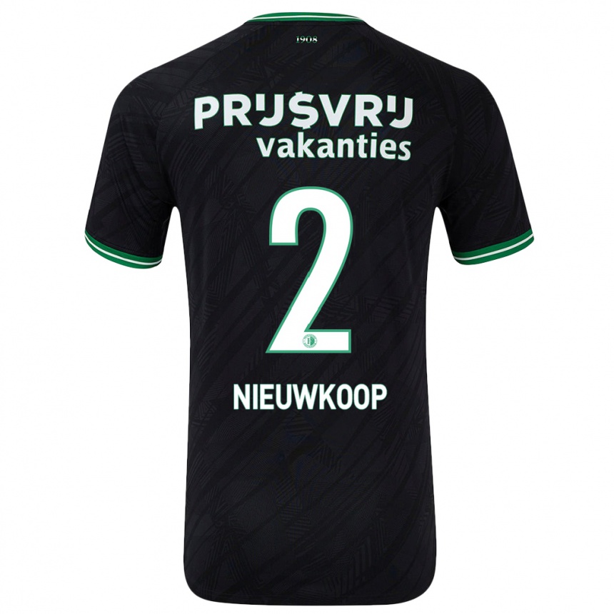 Kids Football Bart Nieuwkoop #2 Black Green Away Jersey 2024/25 T-Shirt