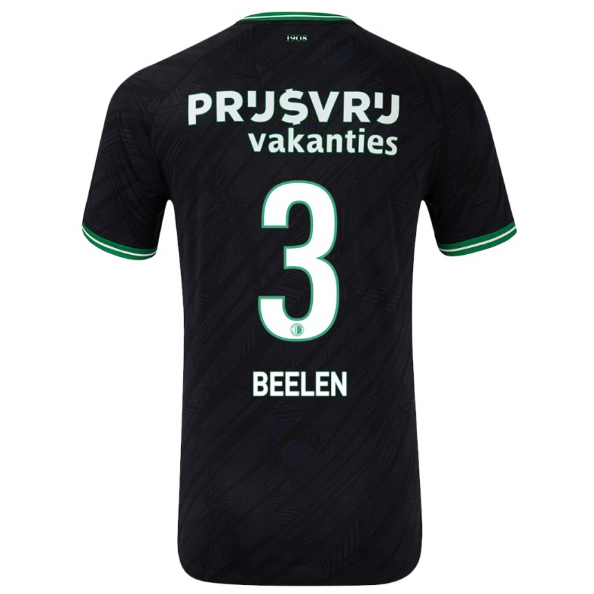 Kids Football Thomas Beelen #3 Black Green Away Jersey 2024/25 T-Shirt