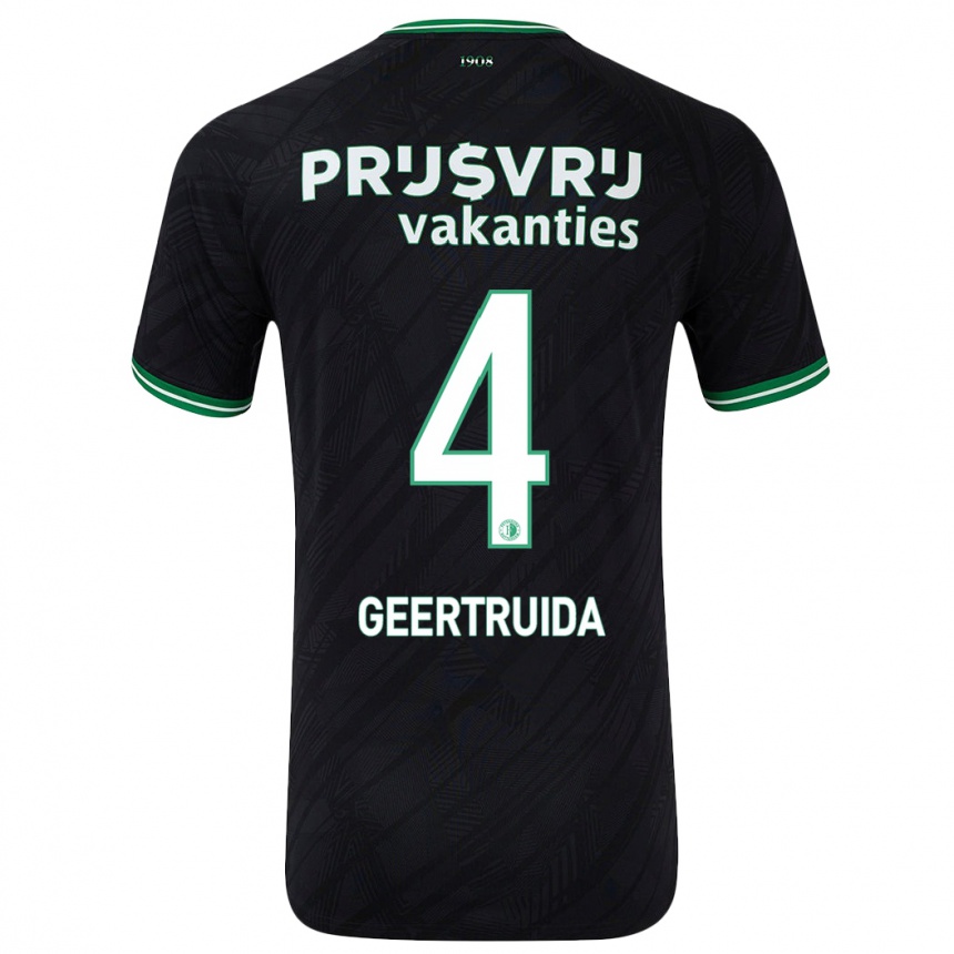 Kids Football Lutsharel Geertruida #4 Black Green Away Jersey 2024/25 T-Shirt